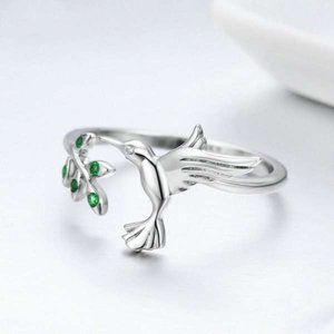 Flying Hummingbird Adjustable Sterling Silver Ring